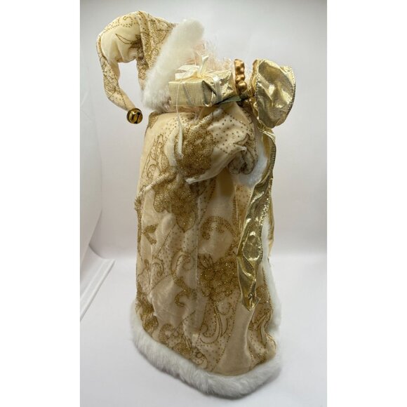 Victorian Santa Claus Tree Topper 17" Vintage Gold Trim Robe Centerpiece - Picture 6 of 9